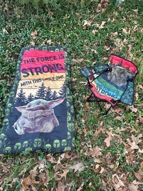 Star Wars The Mandolorian Child Yoda Kids Sleeping Bag Camping Chair Outdoor Set